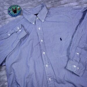 Ralph Lauren Men's‎ XL 16.5 Yarmouth Pocket Blue Plaid Button Down Shirt Easter